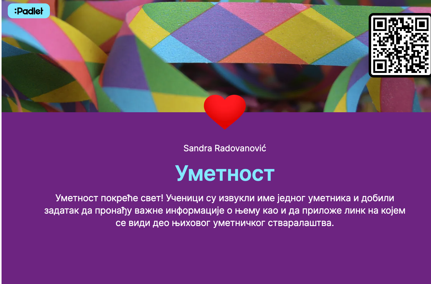 Umetnost pokreće svet- Padlet